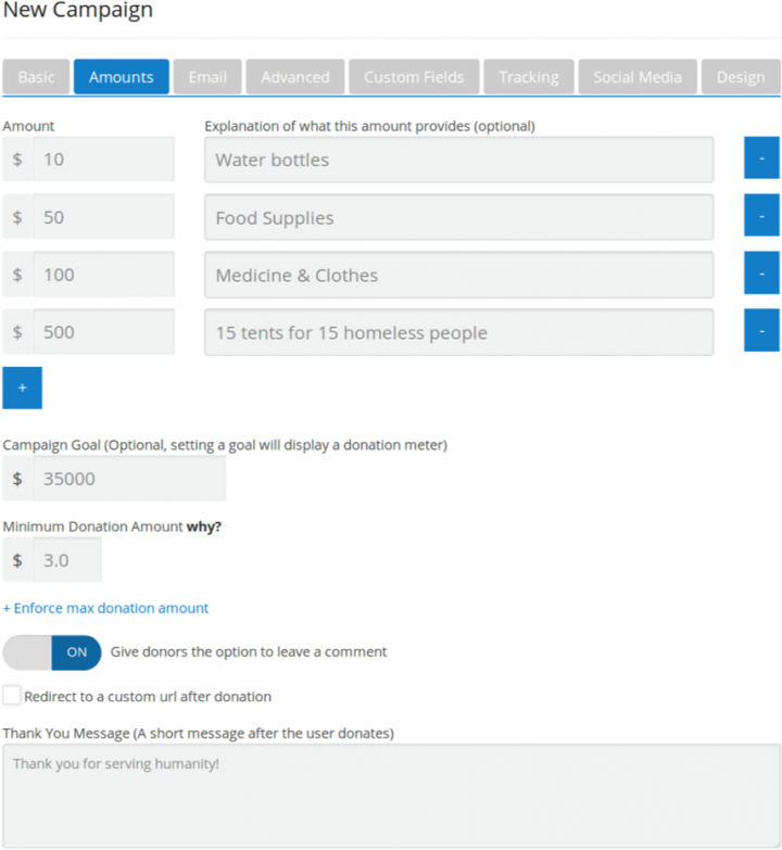 donorbox amounts tab donorbox amounts tab