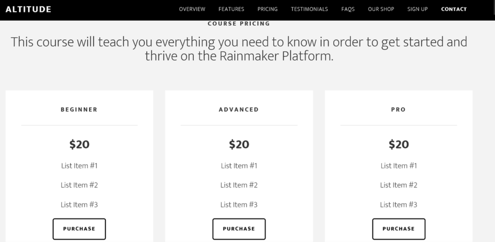 Altitude Pro Pricing Chart Altitude Pro Pricing Chart