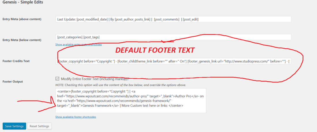 Edit Footer Text