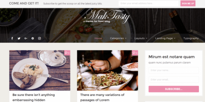 Maketasty Theme
