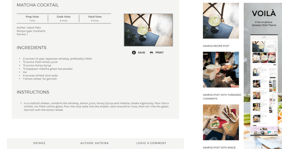 Volia Recipe page