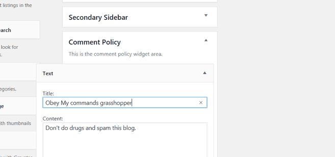 comment policy Widget