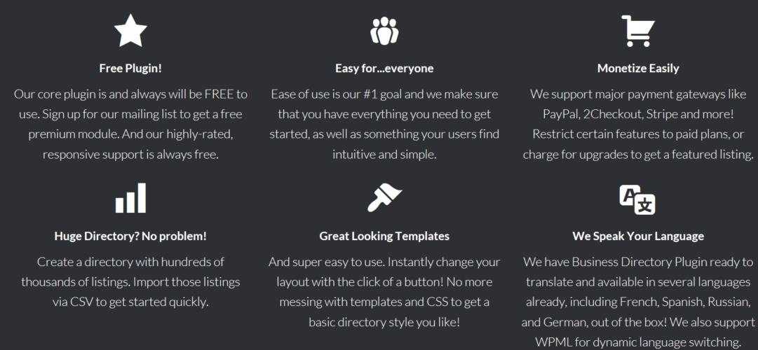 features for the Directory