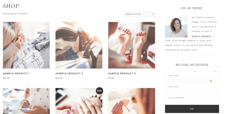 glam theme example