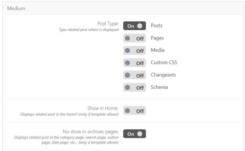 related posts medium settings