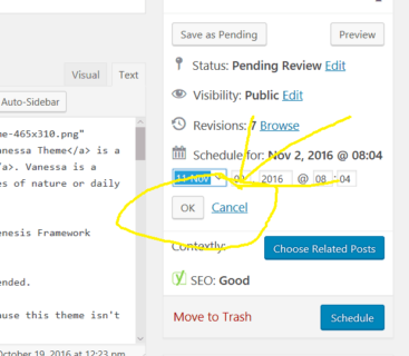 schedule ok button